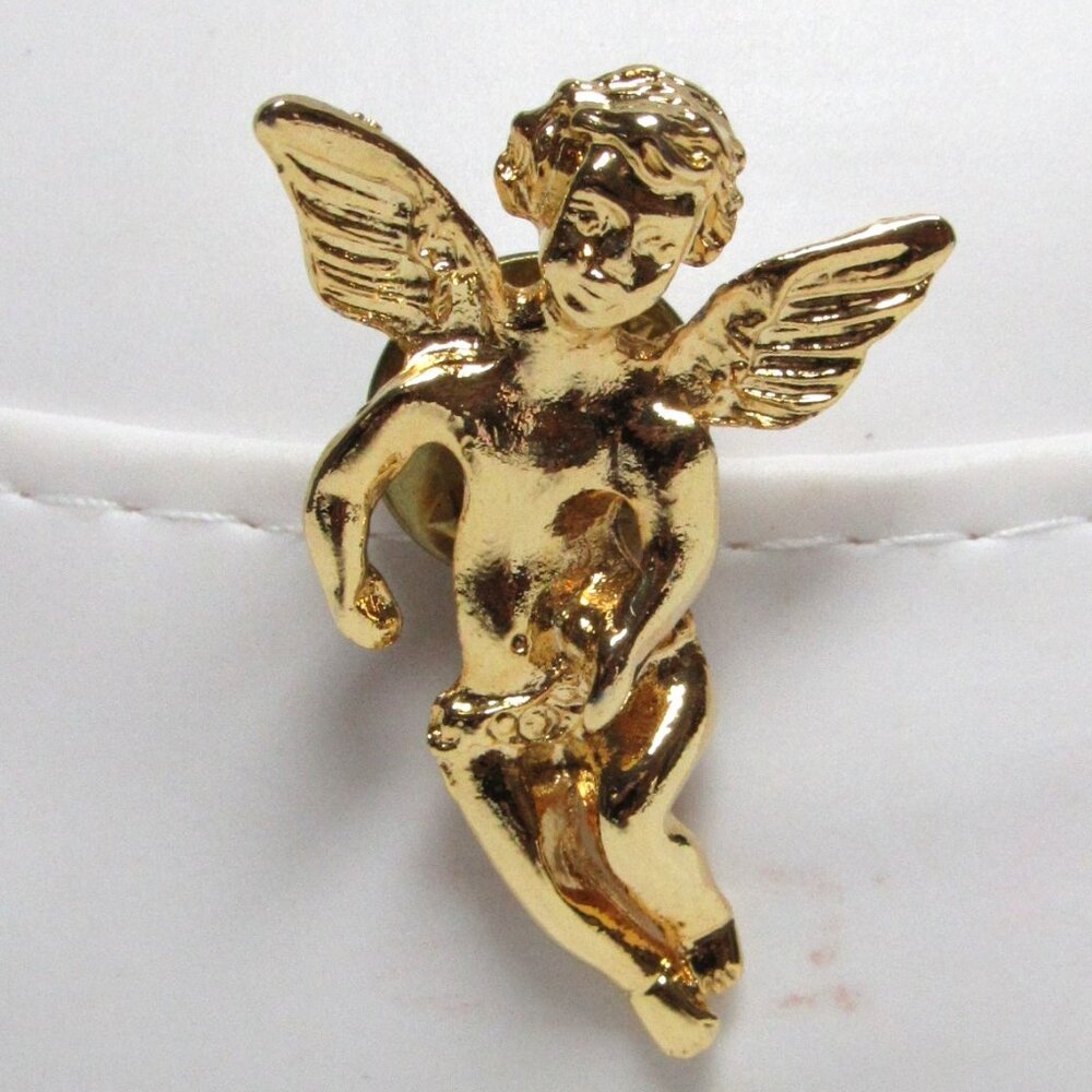 CHERUB ANGEL Gold Tone Pin Brooch Vintage Avon? Pretty